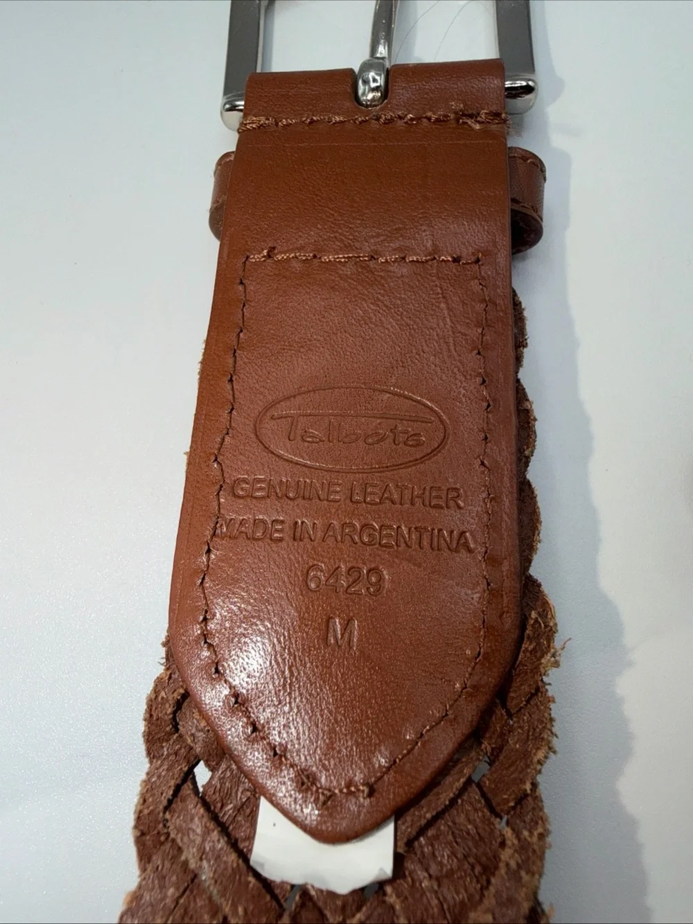 Talbots Brown Woven Leather Belt with Stud Accents women Sz Medium